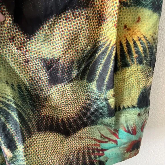 Eva Franco Anthropologie Dress Size 4 Succulents Green Orange Tie Back Western - Picture 6 of 16